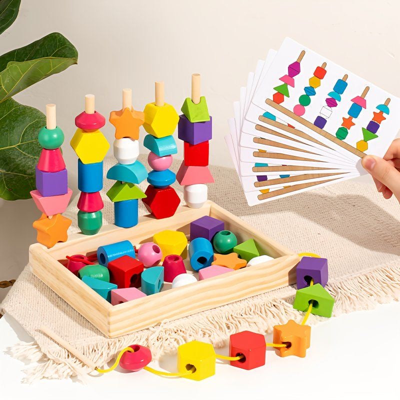 Montessori Wooden Beads Sequencing Toy Set